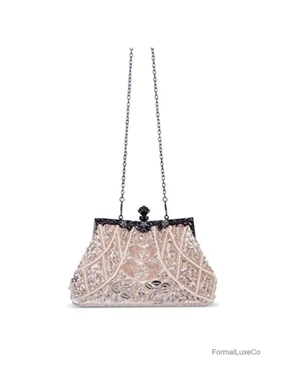 Women's Evening Clutch Bag Beaded Sequined Satin Party Wedding Purse